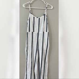 Element White & Navy Striped Jumpsuit